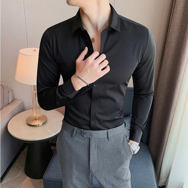 Casual Slim Fit Men Dress Shirts
