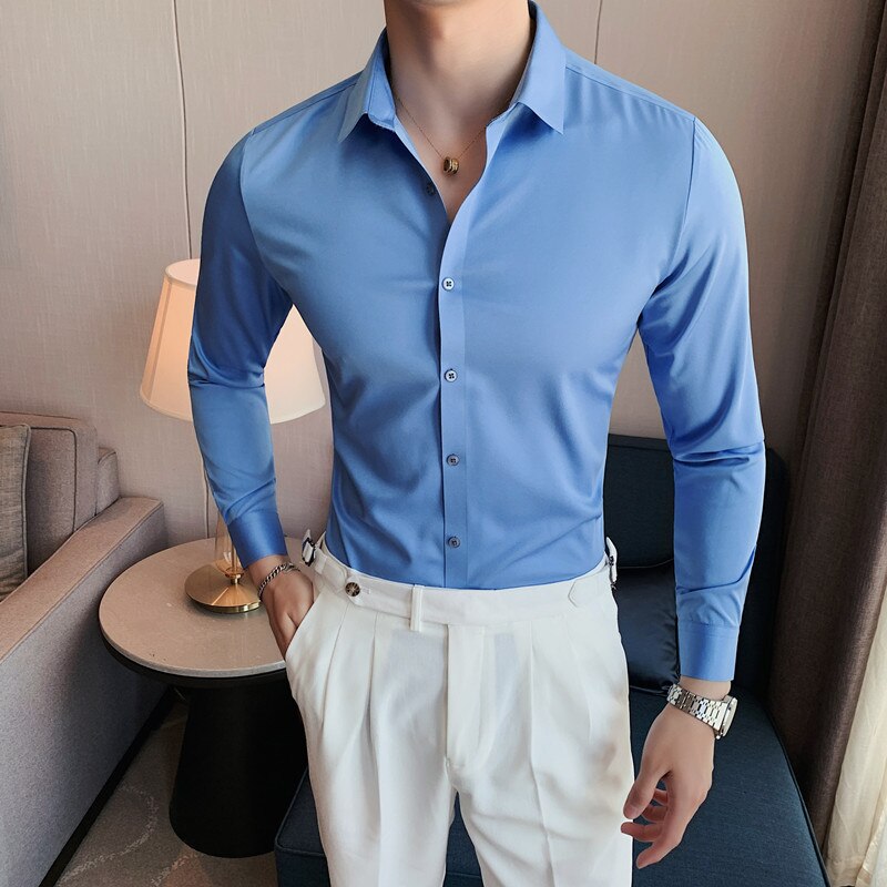 Casual Slim Fit Men Dress Shirts