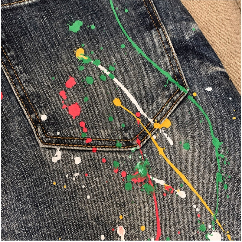 Points Graffiti Denim Pants