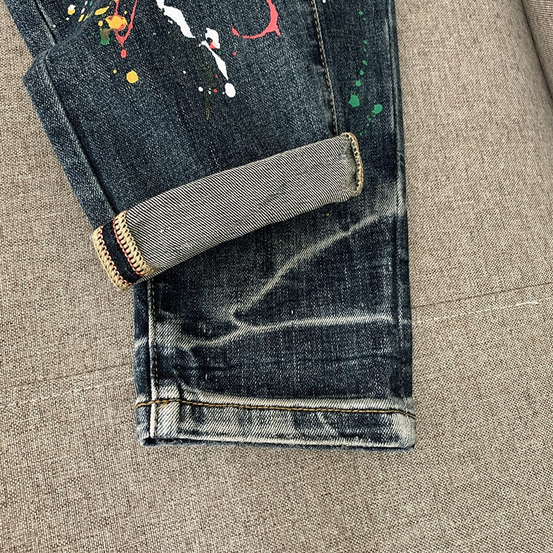 Points Graffiti Denim Pants