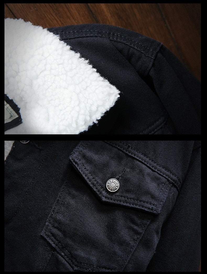 Men Warm Denim Jean Jackets