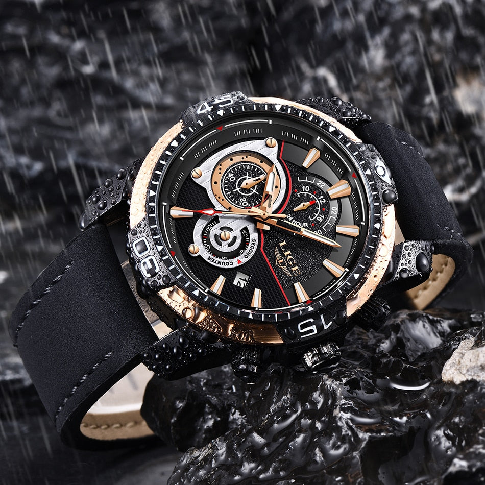 Leather Quartz Clock Male Sport Waterproof Watch