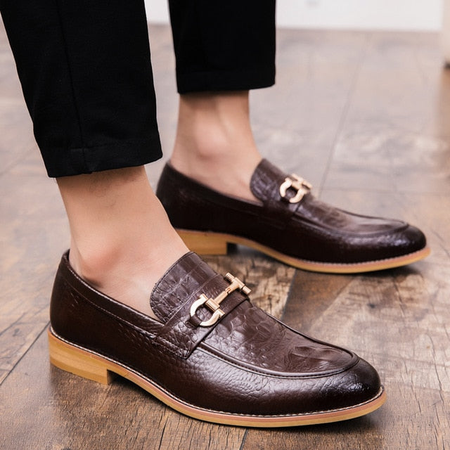 Pointed Toe Men's Dress Shoes Genuine Leather Formal Shoes