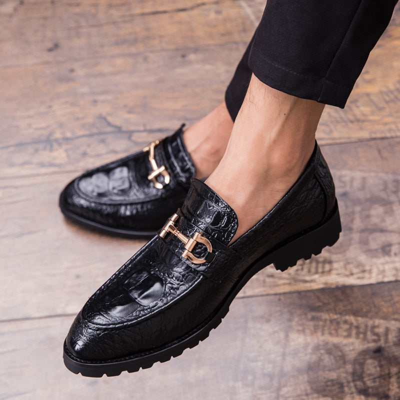 Pointed Toe Men's Dress Shoes Genuine Leather Formal Shoes