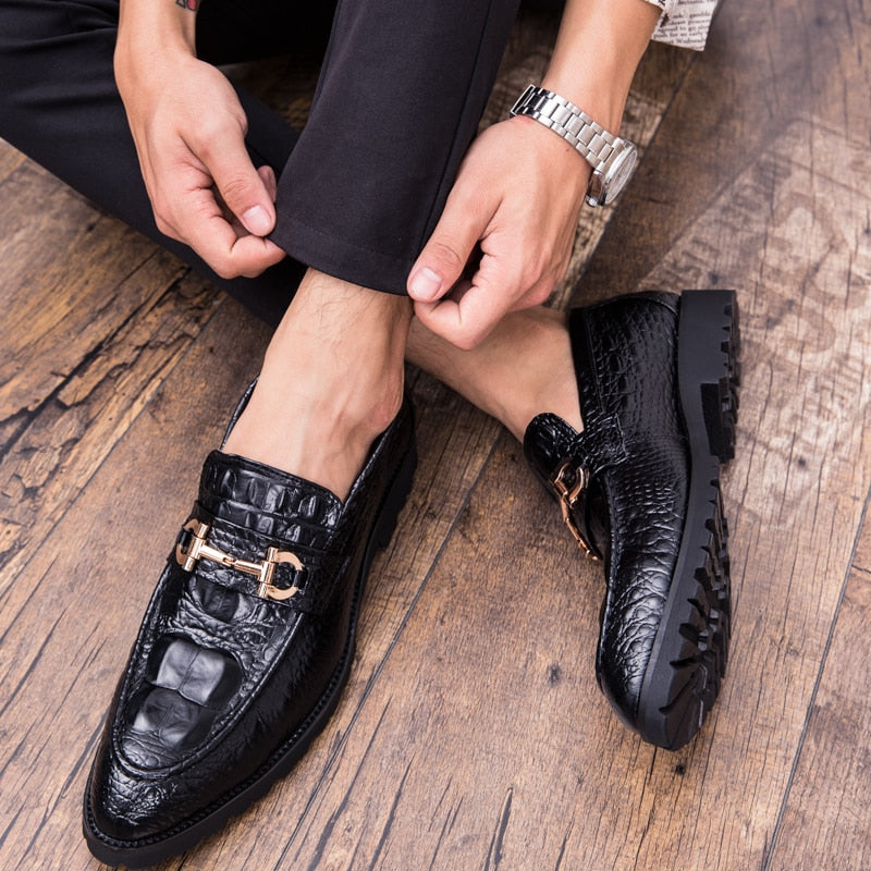 Pointed Toe Men's Dress Shoes Genuine Leather Formal Shoes