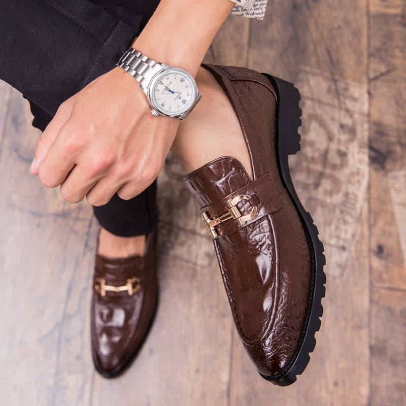 Pointed Toe Men's Dress Shoes Genuine Leather Formal Shoes