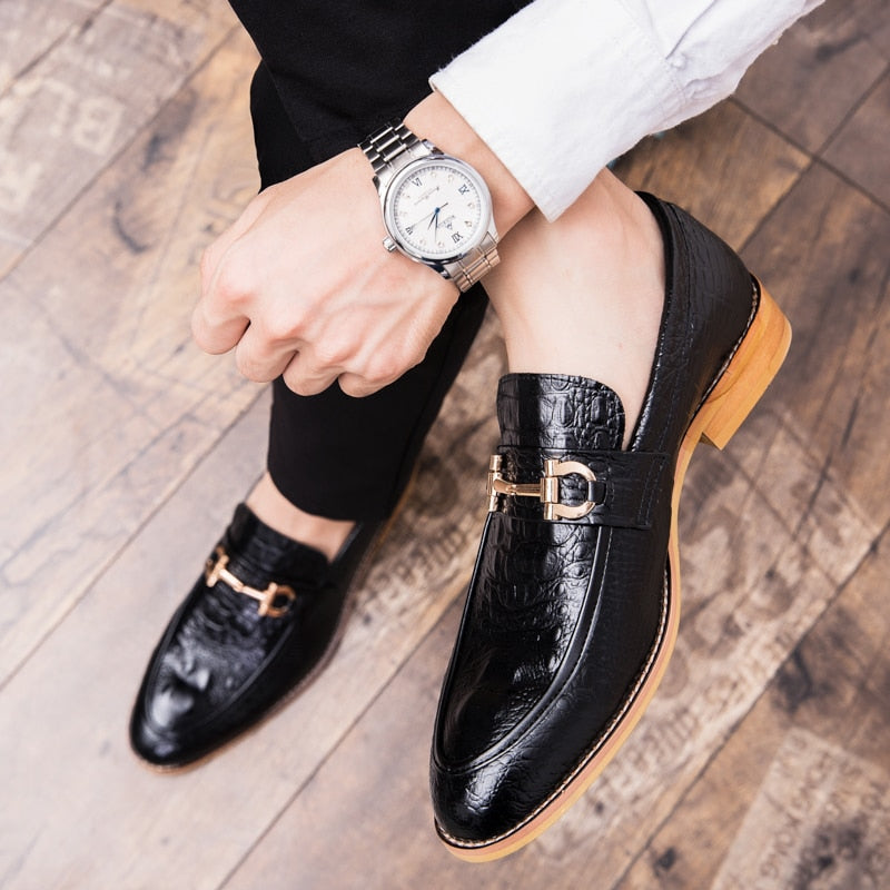 Pointed Toe Men's Dress Shoes Genuine Leather Formal Shoes