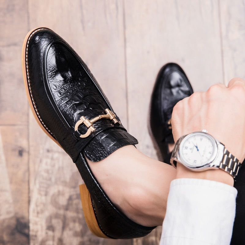 Pointed Toe Men's Dress Shoes Genuine Leather Formal Shoes