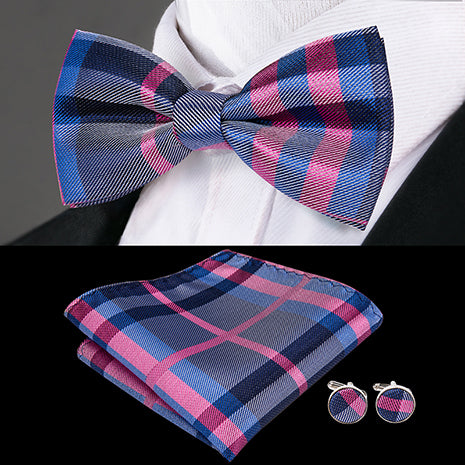 Butterfly Pre-Tied Bow Tie with Pocket Square & Cufflinks