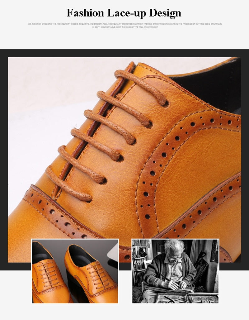 Classic Pointed Toe Leather Business Formal Oxford Shoes
