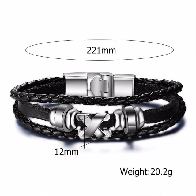 Rudder Charm Multi-layer Leather Rope Bracelets Bangles
