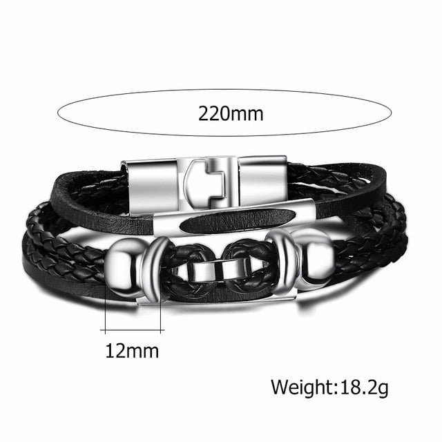Rudder Charm Multi-layer Leather Rope Bracelets Bangles