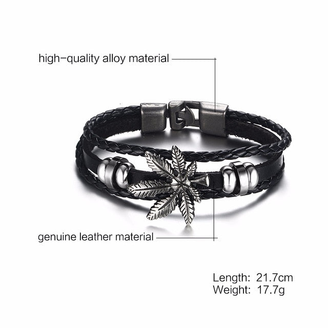Rudder Charm Multi-layer Leather Rope Bracelets Bangles