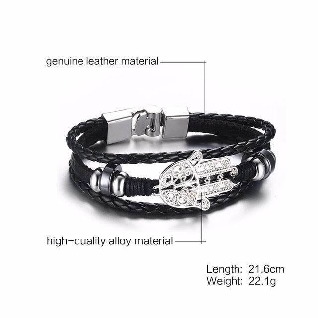 Rudder Charm Multi-layer Leather Rope Bracelets Bangles
