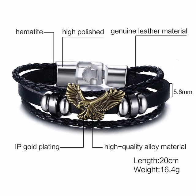 Rudder Charm Multi-layer Leather Rope Bracelets Bangles
