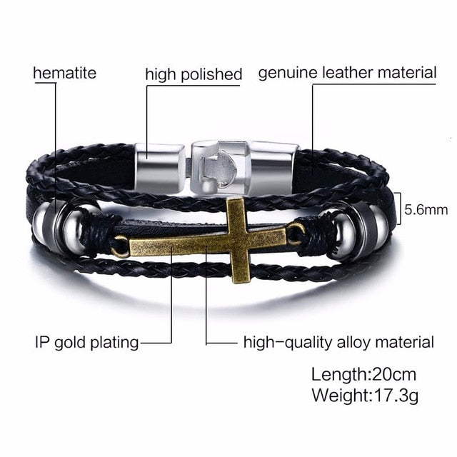 Rudder Charm Multi-layer Leather Rope Bracelets Bangles