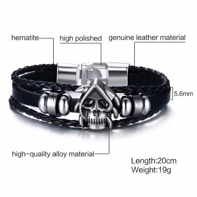 Rudder Charm Multi-layer Leather Rope Bracelets Bangles