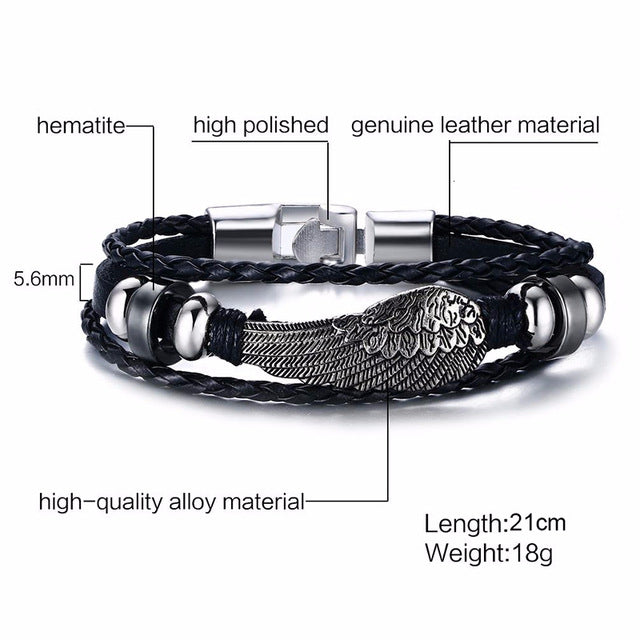 Rudder Charm Multi-layer Leather Rope Bracelets Bangles