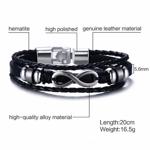 Rudder Charm Multi-layer Leather Rope Bracelets Bangles