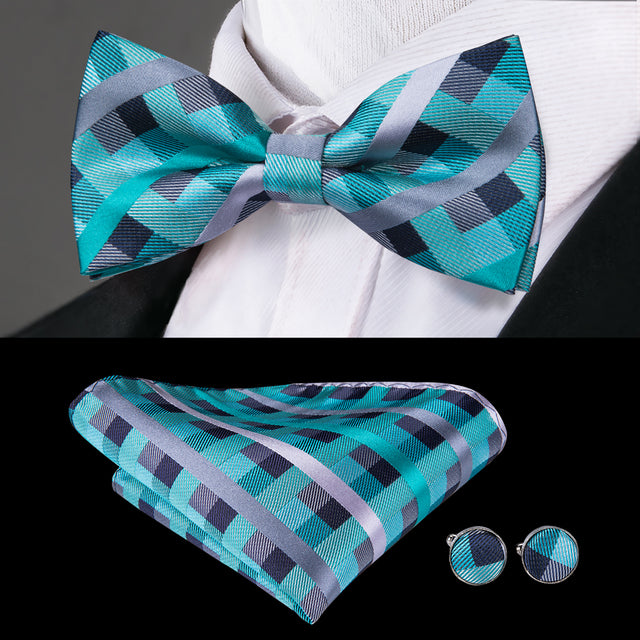 Butterfly Pre-Tied Bow Tie with Pocket Square & Cufflinks