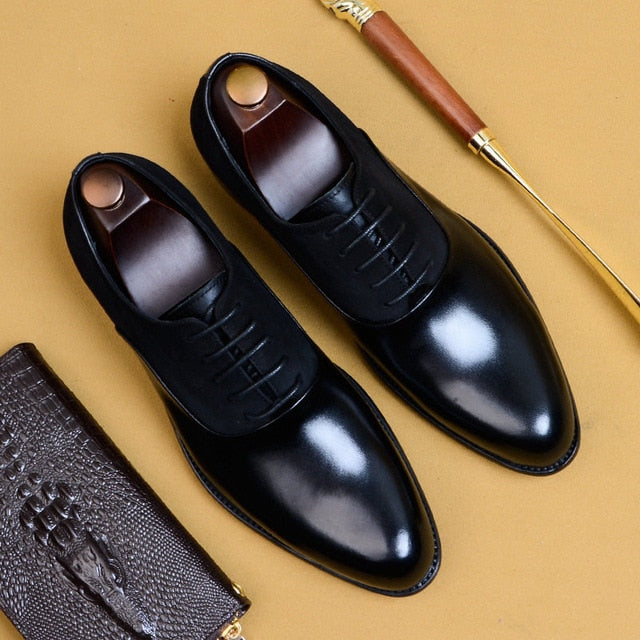 Genuine Leather Brogue Business Men's Vintage Handmade Oxford Shoes