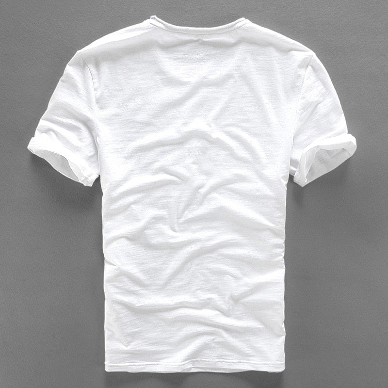 Short-Sleeve Men Casual Embroidery Stitching Round Neck T-shirt