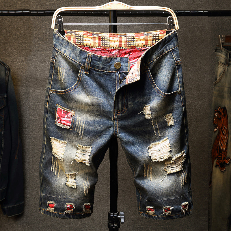 Casual Vintage Slim Fit Denim Ripped Short