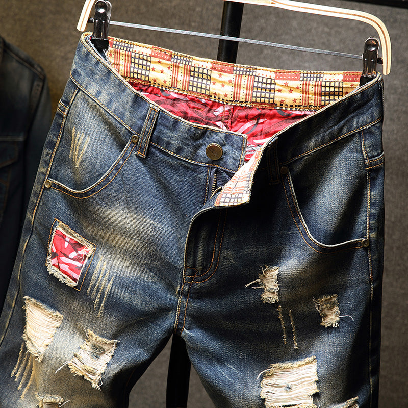 Casual Vintage Slim Fit Denim Ripped Short