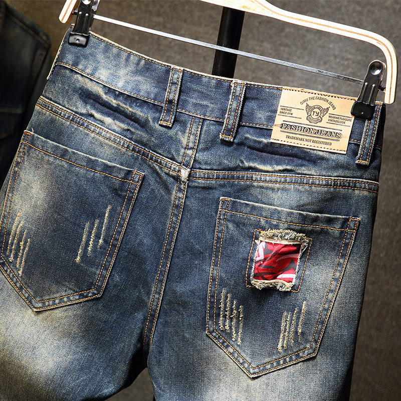 Casual Vintage Slim Fit Denim Ripped Short