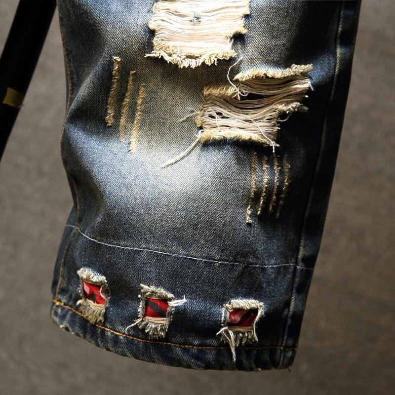 Casual Vintage Slim Fit Denim Ripped Short