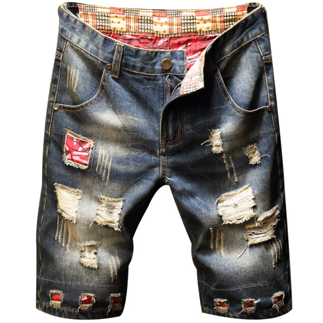 Casual Vintage Slim Fit Denim Ripped Short