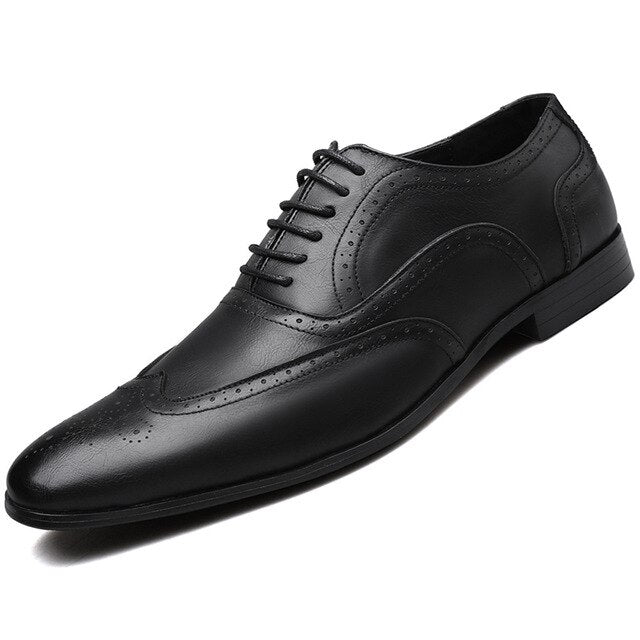 Classic Pointed Toe Leather Business Formal Oxford Shoes