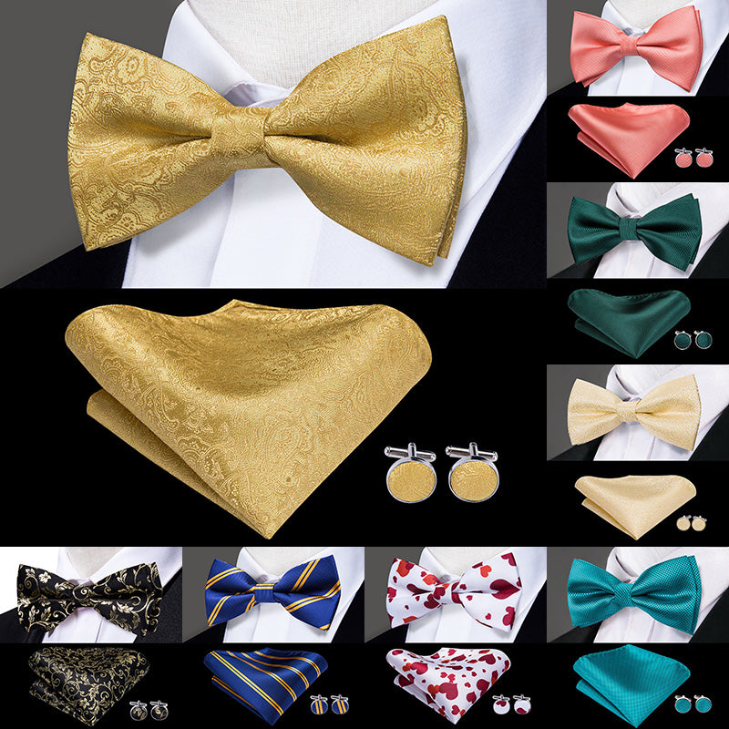 Butterfly Pre-Tied Bow Tie with Pocket Square & Cufflinks