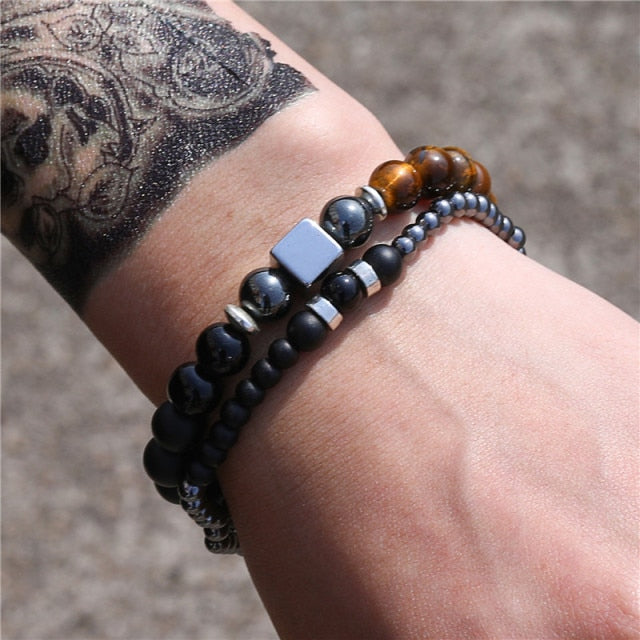 Charms Bracelets Sets | Pave Ball Bar Black Bracelets | TOXYNO
