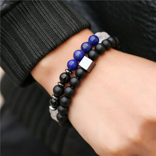 Charms Bracelets Sets | Pave Ball Bar Black Bracelets | TOXYNO