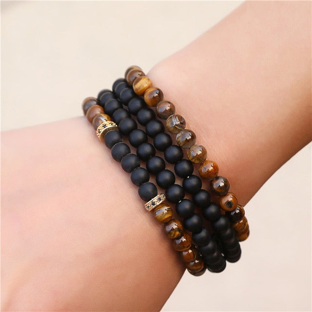3Pc/Sets Micro Pave Ball Bar Charms Bracelets Sets