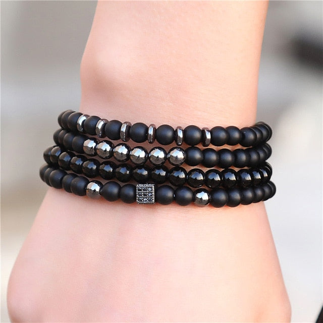3Pc/Sets Micro Pave Ball Bar Charms Bracelets Sets