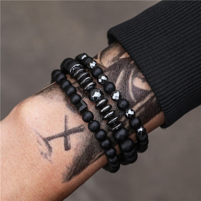 3Pc/Sets Micro Pave Ball Bar Charms Bracelets Sets