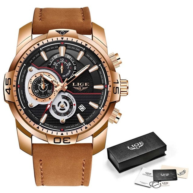 Leather Quartz Clock Male Sport Waterproof Watch