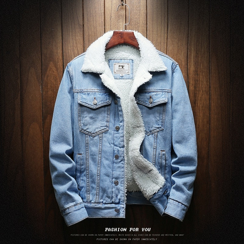 Men Warm Denim Jean Jackets