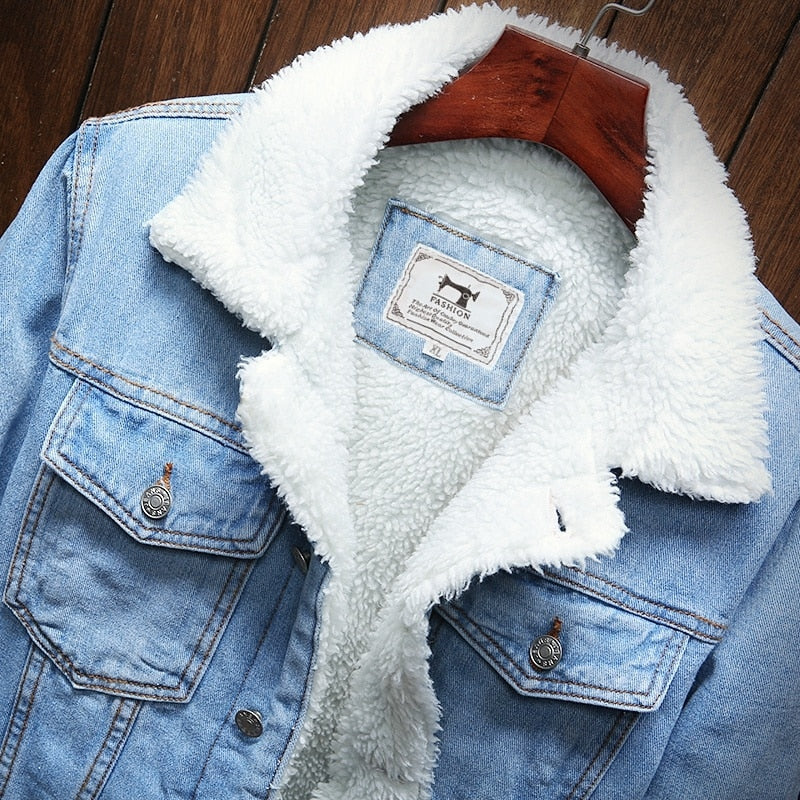 Men Warm Denim Jean Jackets
