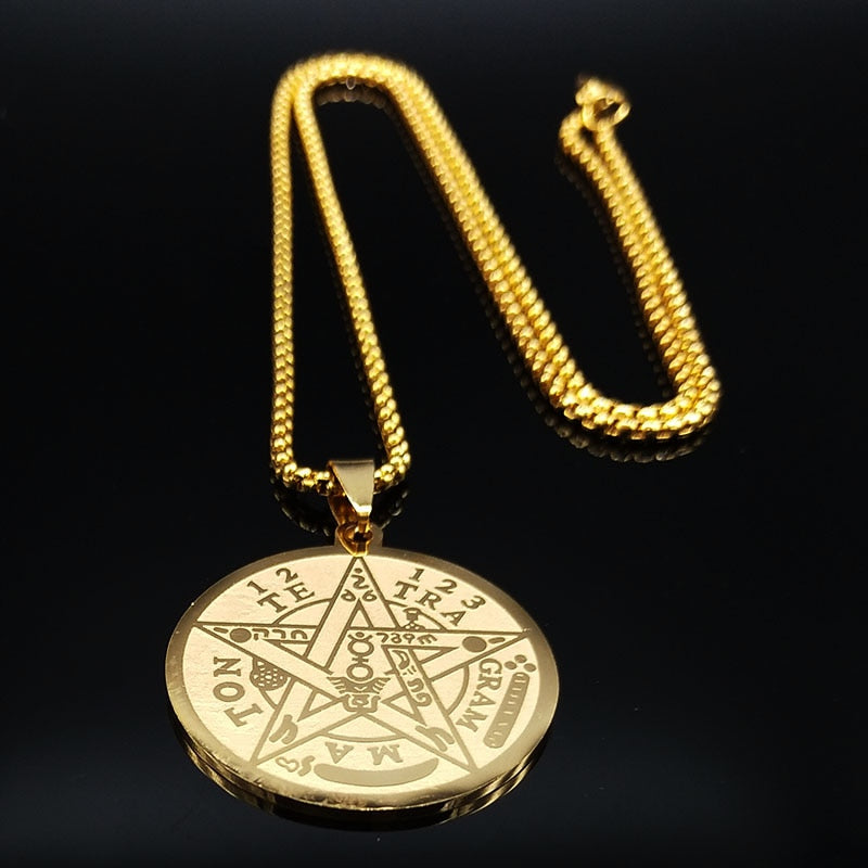 Pentagram Gold Pendants Necklace