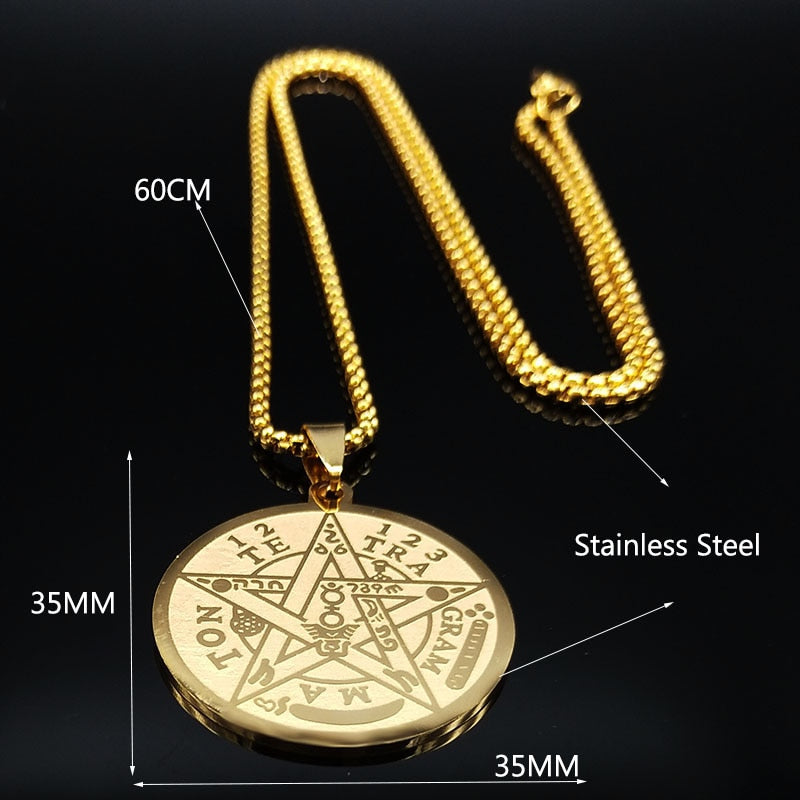 Pentagram Gold Pendants Necklace