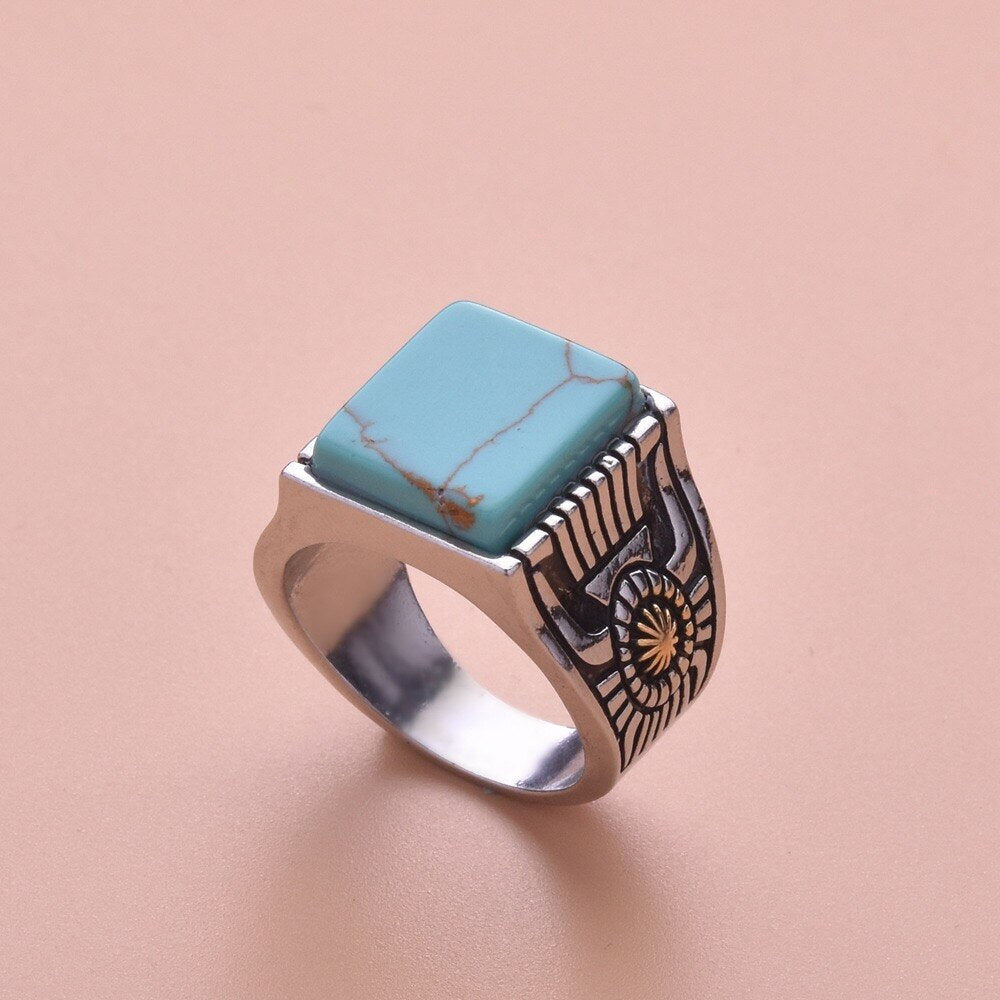 Men Turquoises Stone Rings