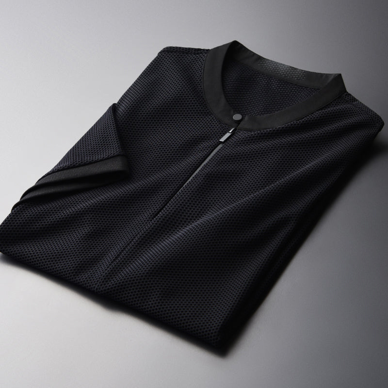 Mesh Stand Collar Short Sleeve T-shirts