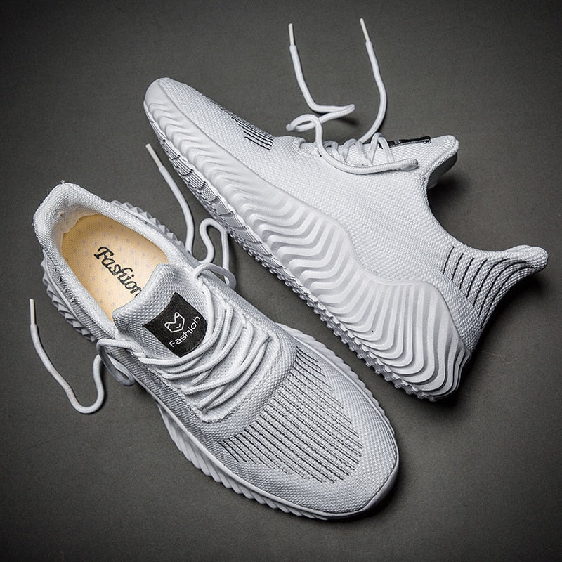 Mesh Men Shoes Breathable White Sneakers Lace-up Lightweight Shoes