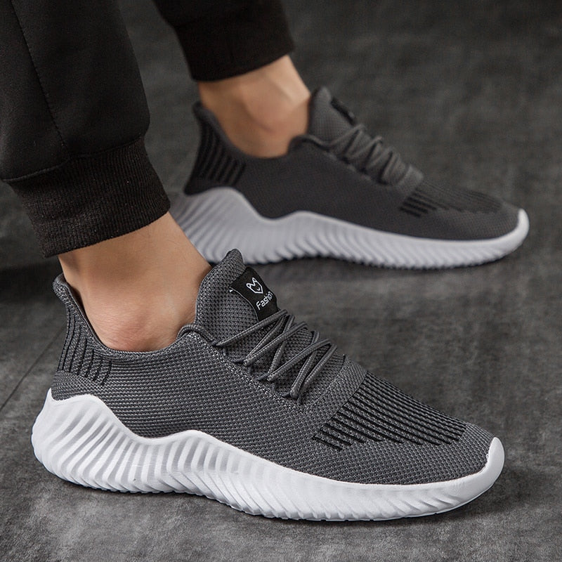 Mesh Men Shoes Breathable White Sneakers Lace-up Lightweight Shoes