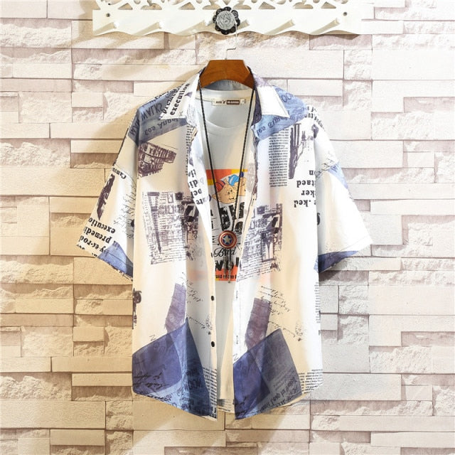 Men's Beach Fashion Short Sleeve Floral Casual Shirt