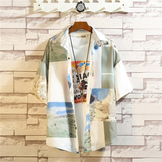 Men's Beach Fashion Short Sleeve Floral Casual Shirt