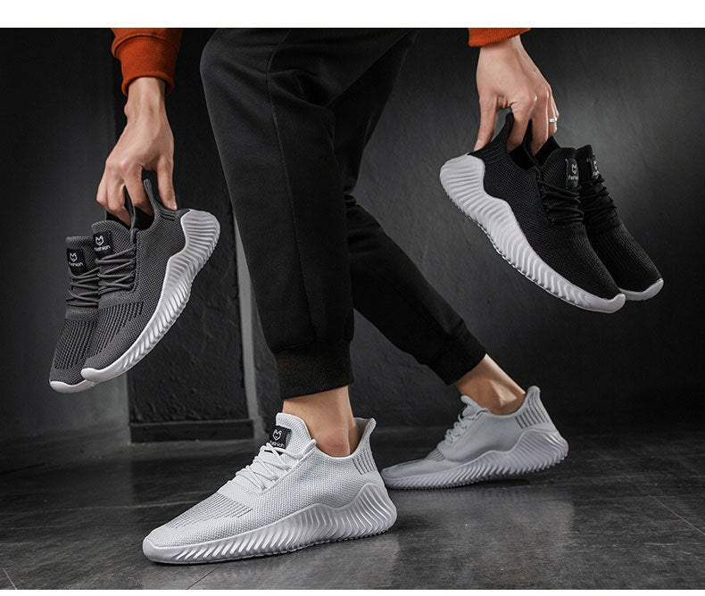 Mesh Men Shoes Breathable White Sneakers Lace-up Lightweight Shoes
